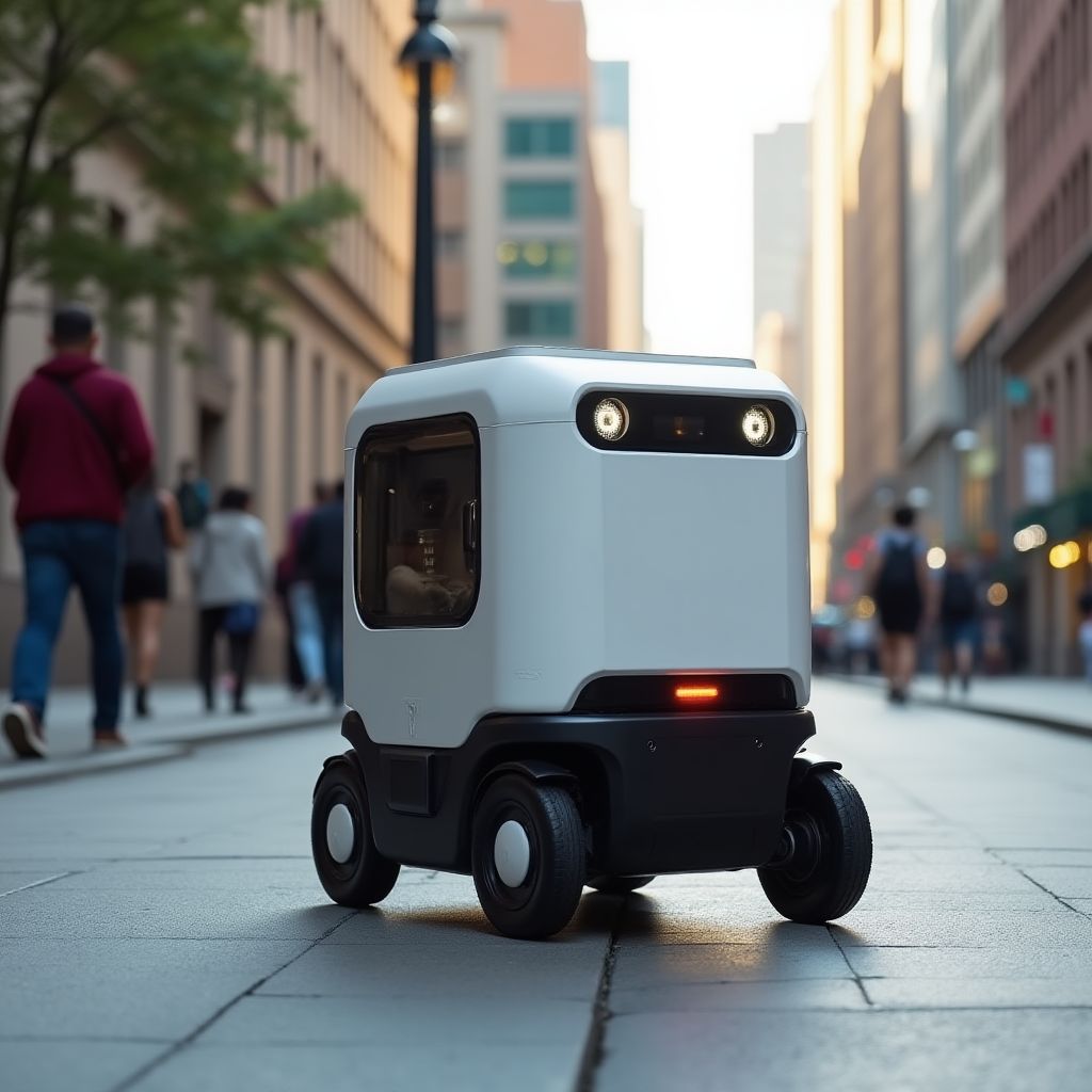 Şehirde paket dağıtımı yapan otonom robot